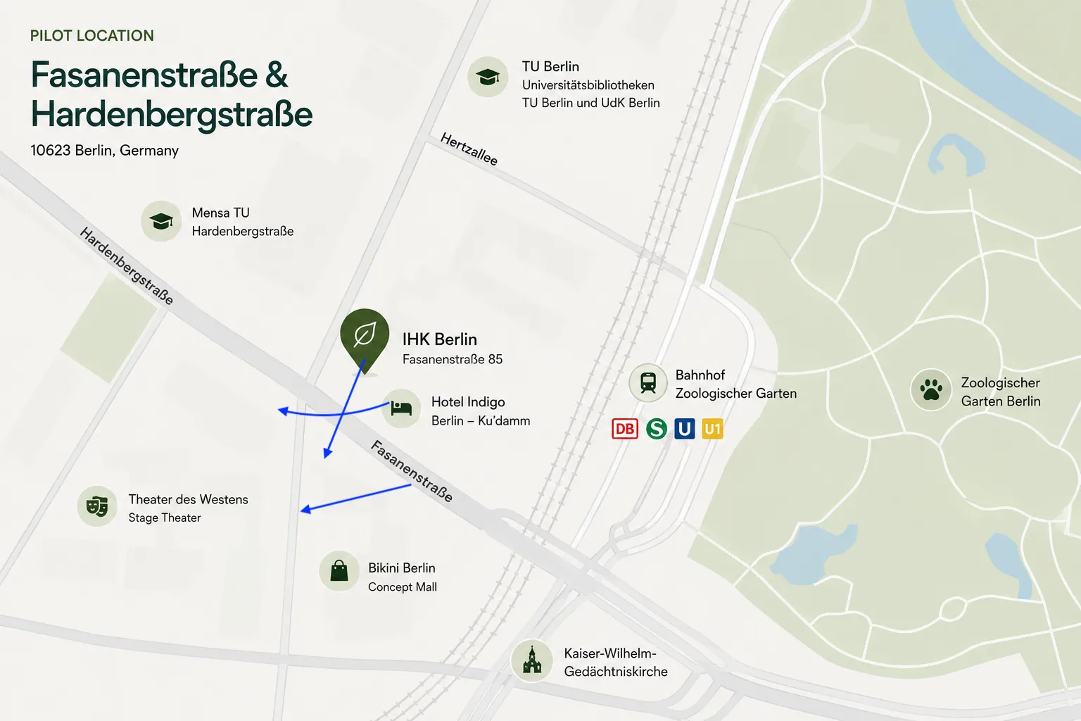 Map of the Berlin pilot site on Fasanenstraße
